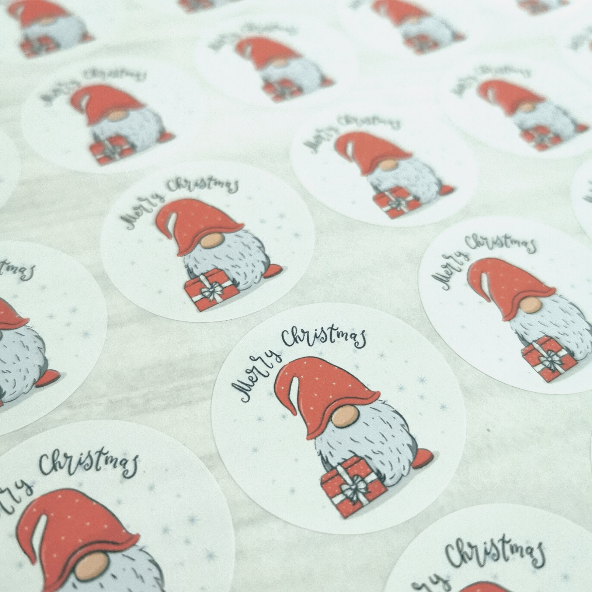 Merry Christmas Gnome stickers for packaging