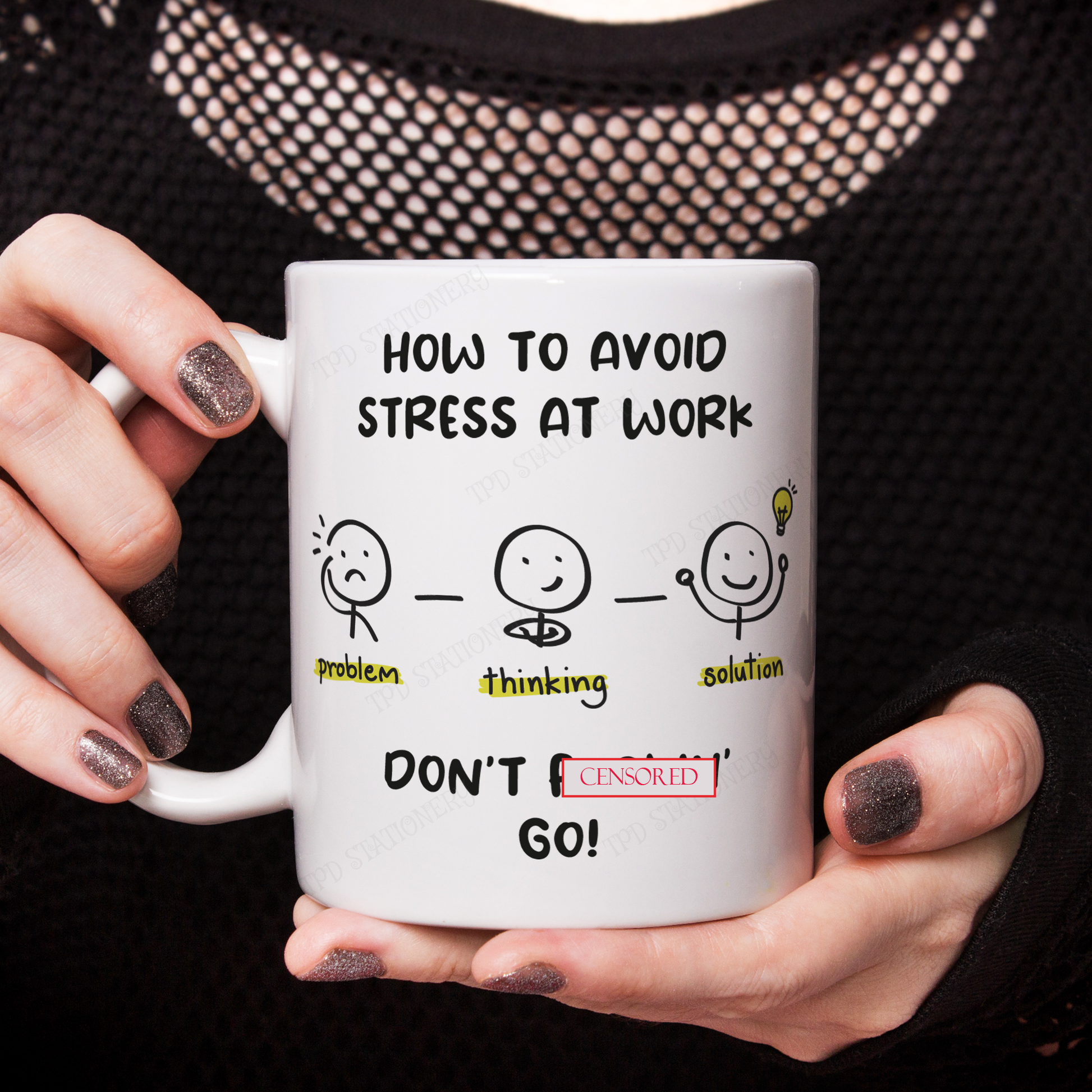 How to avoid stress at work mug