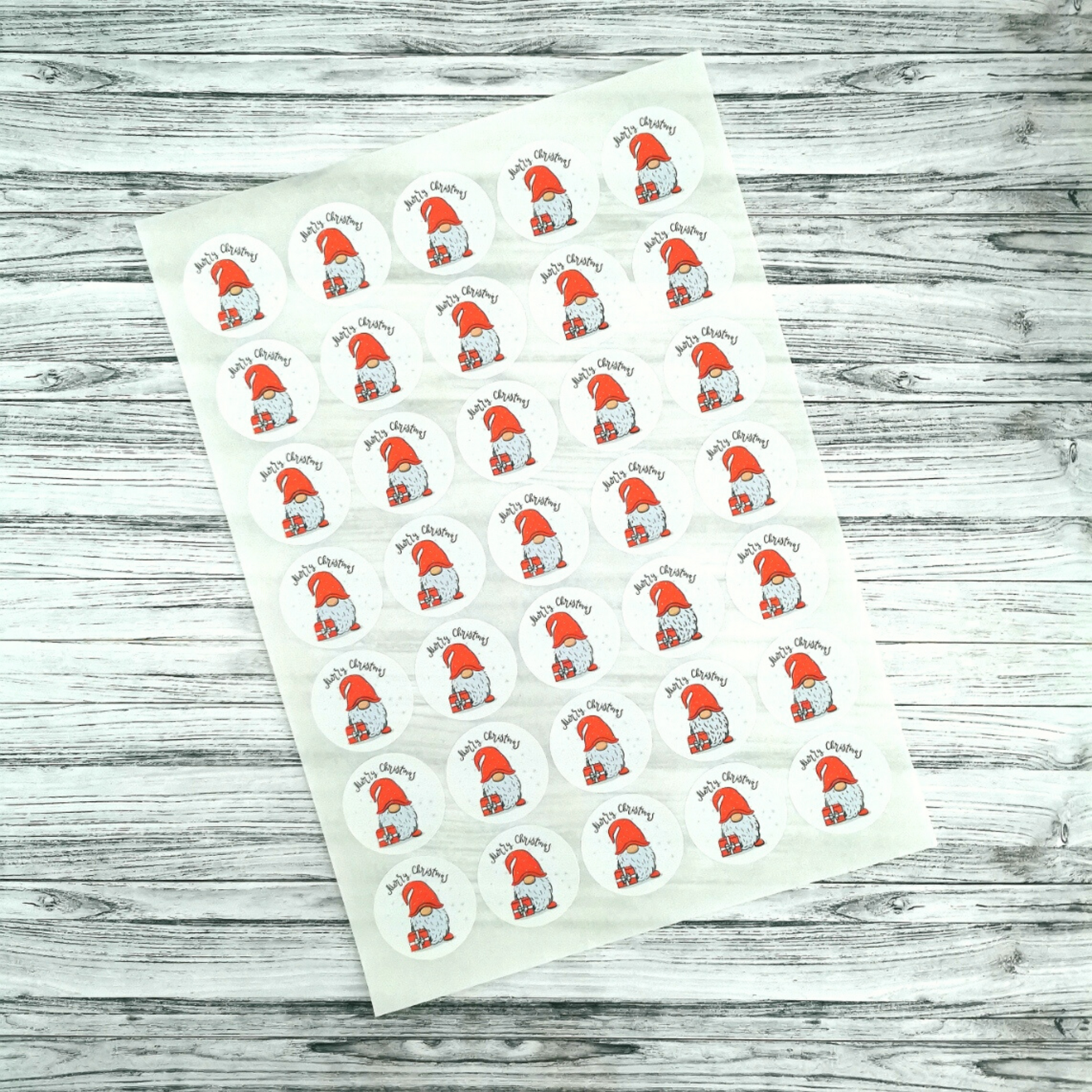 Merry Christmas Gnome stickers for packaging